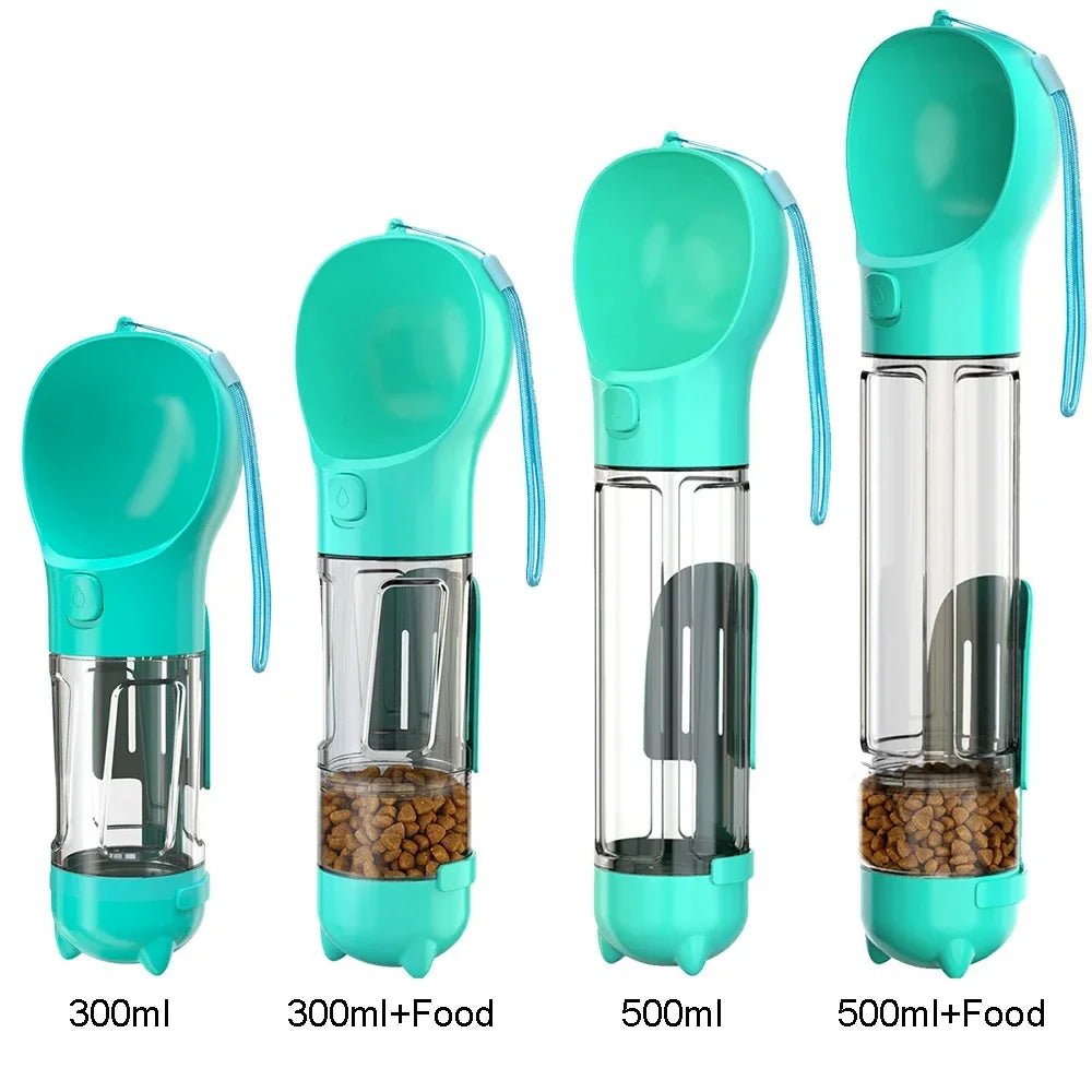 3 in 1 Portable Pet water bottle, food feeder & poop bag dispenser